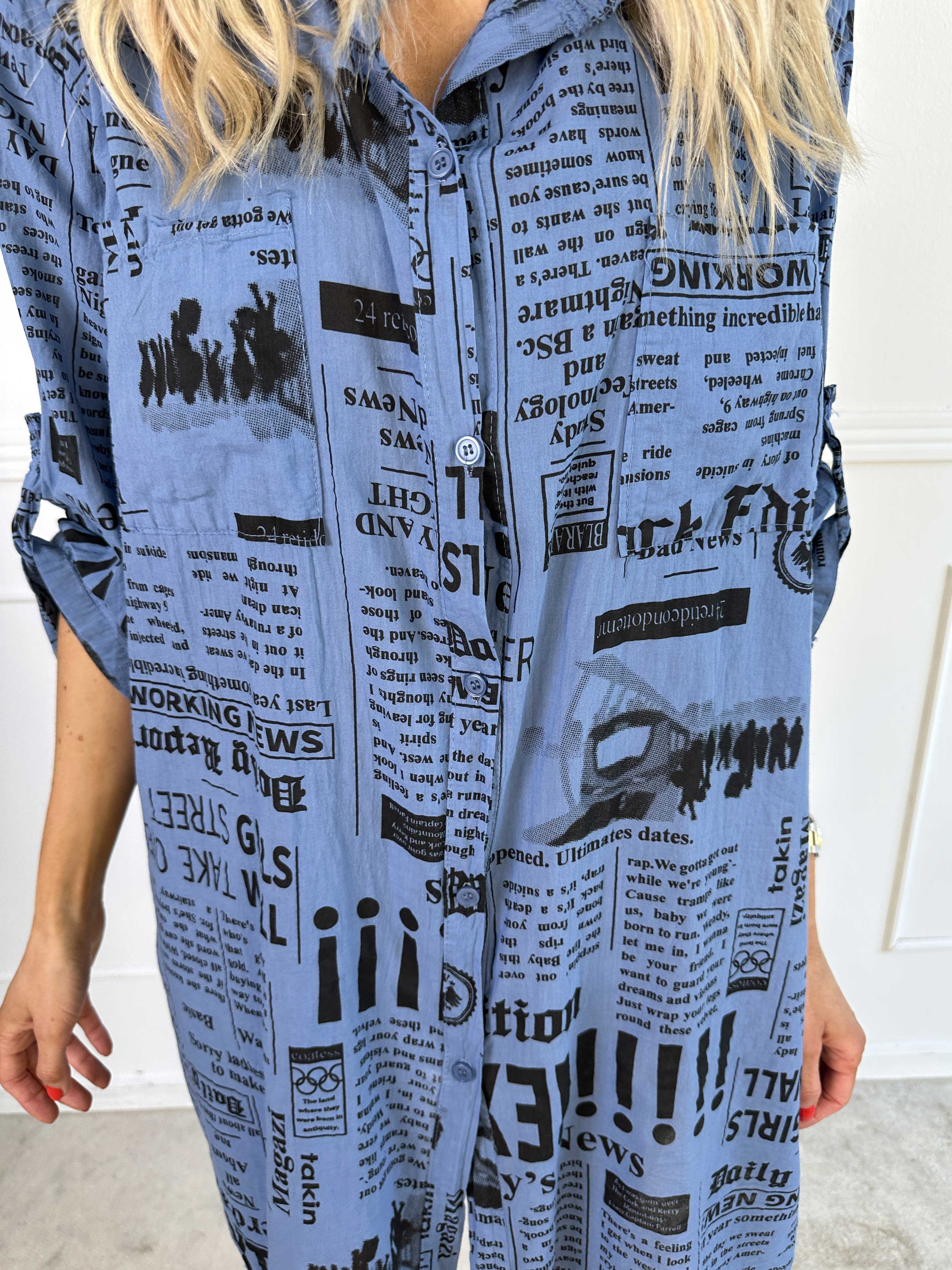 Celestine - Bomullsskjorta med tryck och fickor